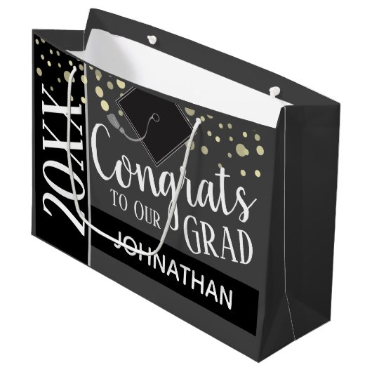 Gefeliciteerd met ons Afstudeerder voor elk jaar a Groot Cadeauzakje (Voorkant Gekanteld)
