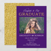 Gefeliciteerd met ons Afstuderen Faux Gold Glitter Aankondiging (Voorkant / Achterkant)