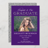 Gefeliciteerd met ons Afstuderen Zilver Glitter Pa Aankondiging (Voorkant / Achterkant)