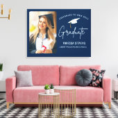 Gefeliciteerd met onze 202x Afstuderen Navy Canvas Afdruk (Insitu (Woonkamer))