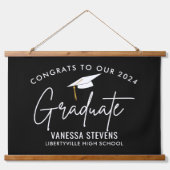 Gefeliciteerd met onze 202x Afstuderen zwart Hangend Wandkleed (Voorkant)