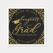 Gefeliciteerd met onze Afstudeerder gouden zwarte  Servet (Voorkant)