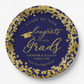 Gefeliciteerd met onze Afstudeerders Gold Blue Twi Papieren Bordje (Voorkant)