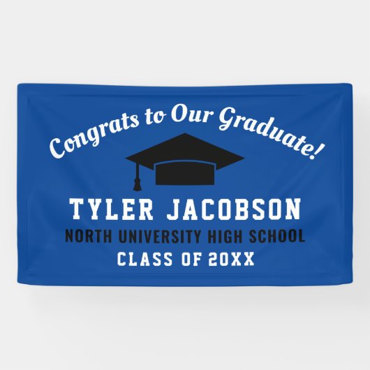 Gefeliciteerd met onze Afstuderen blauwzwarte stan Spandoek (Horizontaal)