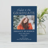 Gefeliciteerd met onze Afstuderen Faux Silver Glit Aankondiging (Staand voorkant)