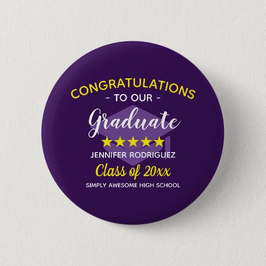 Gefeliciteerd met onze Afstuderen graduatiepartij Ronde Button 5,7 Cm (Voorkant)
