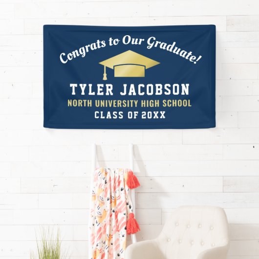 Gefeliciteerd met onze Afstuderen marine en Gold C Spandoek (Insitu)