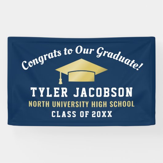 Gefeliciteerd met onze Afstuderen marine en Gold C Spandoek (Horizontaal)