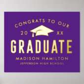 Gefeliciteerd met onze Afstuderen Paarse Graduatio Folie Afdrukken (Voorkant)