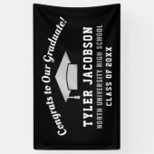 Gefeliciteerd met onze Afstuderen zwarte en zilver Spandoek (Verticaal)