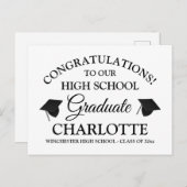 Gefeliciteerd met onze afstuderen zwarte pagina briefkaart (Voorkant / Achterkant)
