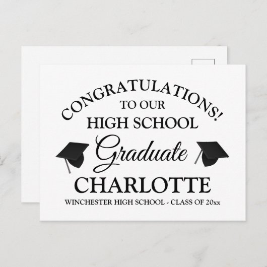 Gefeliciteerd met onze afstuderen zwarte pagina briefkaart (Voorkant / Achterkant)