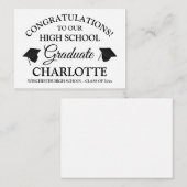 Gefeliciteerd met onze afstuderen zwarte pagina notitiekaartje (Voorkant / Achterkant)