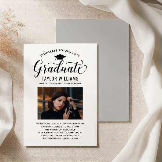 Gefeliciteerd met onze Afstuderen zwarte scriptfot Kaart