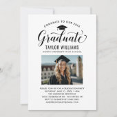 Gefeliciteerd met onze Afstuderen zwarte scriptfot Kaart (Voorkant)