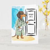 Gefeliciteerd met pensioen met Dachshund Doctor Kaart (Gele Bloem)