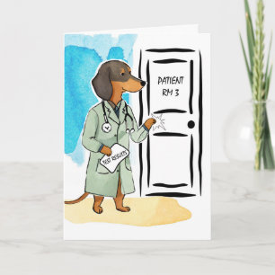 Gefeliciteerd met pensioen met Dachshund Doctor Kaart