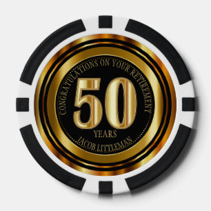 Gefeliciteerd met pensionering - 50 jaar - Gold Poker Chips