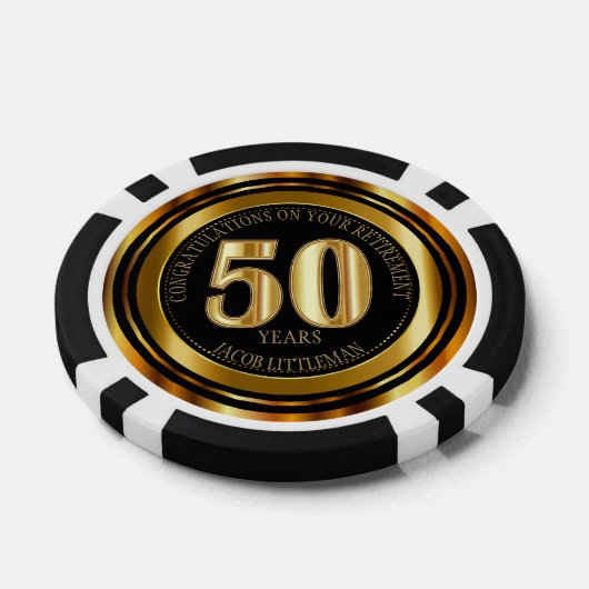 Gefeliciteerd met pensionering - 50 jaar - Gold Poker Chips (Enkel)