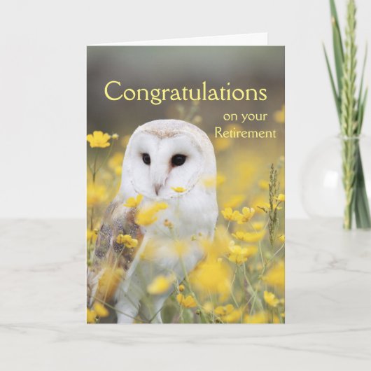 Gefeliciteerd met pensionering Barn Owl Bird Flowe Bedankkaart (Voorkant)