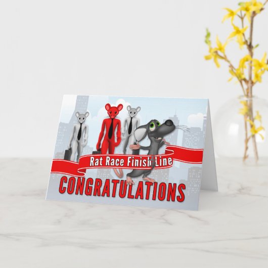 Gefeliciteerd met pensionering Funny Rat Race Them Kaart (Gele Bloem)