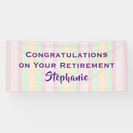 Gefeliciteerd met pensionering pastel Stripe Jumbo Spandoek