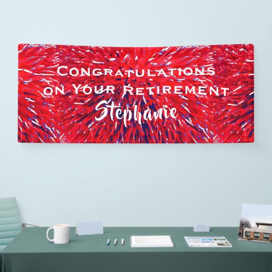 Gefeliciteerd met pensionering Red White Blue Flor Spandoek (Beurs)