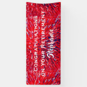 Gefeliciteerd met pensionering Red White Blue Flor Spandoek (Verticaal)