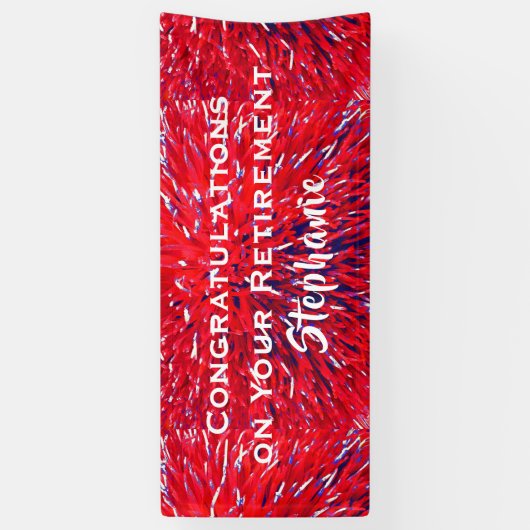 Gefeliciteerd met pensionering Red White Blue Flor Spandoek (Verticaal)