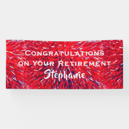 Gefeliciteerd met pensionering Red White Blue Flor Spandoek