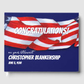 Gefeliciteerd met pensionering Red White Bunting Gastenboek (Voorkant)