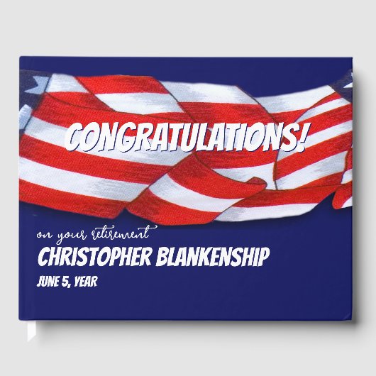 Gefeliciteerd met pensionering Red White Bunting Gastenboek (Voorkant)