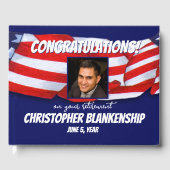 Gefeliciteerd met pensionering Red White Bunting Gastenboek (Voorkant)