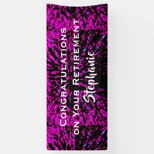 Gefeliciteerd met pensionering Roze en Zwarte Flor Spandoek (Verticaal)