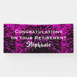 Gefeliciteerd met pensionering Roze en Zwarte Flor Spandoek
