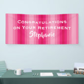 Gefeliciteerd met pensionering Roze Stripe Jumbo N Spandoek (Beurs)