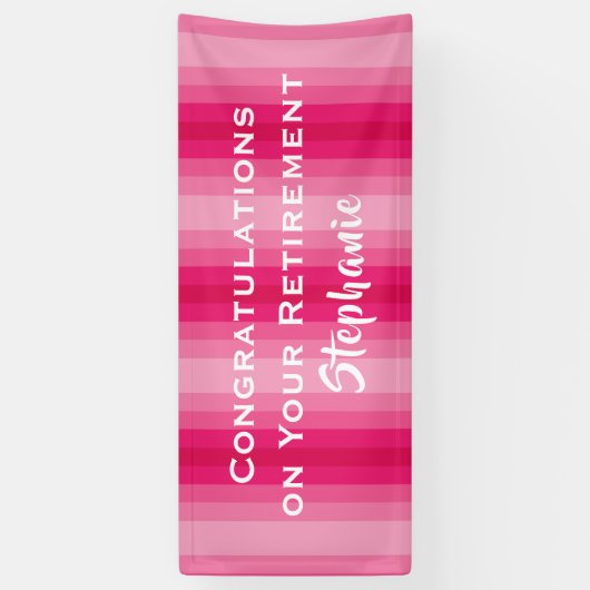 Gefeliciteerd met pensionering Roze Stripe Jumbo N Spandoek (Verticaal)