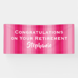 Gefeliciteerd met pensionering Roze Stripe Jumbo N Spandoek
