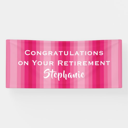 Gefeliciteerd met pensionering Roze Stripe Jumbo N Spandoek (Horizontaal)