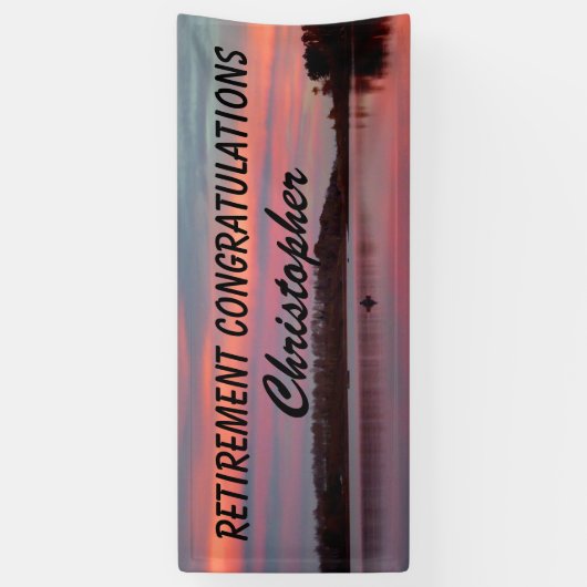 Gefeliciteerd met pensionering vissers Sunset Lake Spandoek (Verticaal)