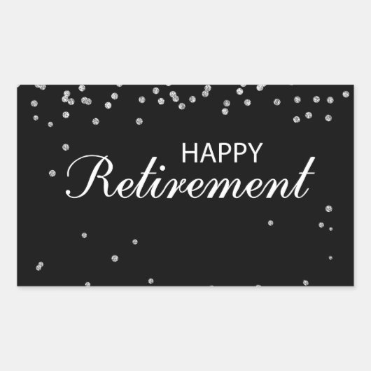 Gefeliciteerd met pensionering zwart met Silver Sp Rechthoekige Sticker (Voorkant)