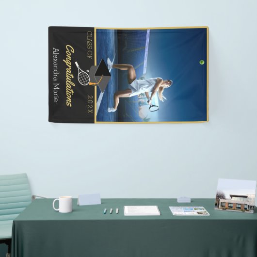 Gefeliciteerd met Photo Tennis-speler afstuderen Spandoek (Beurs)
