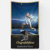 Gefeliciteerd met Photo Tennis-speler afstuderen Spandoek (Verticaal)