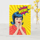 Gefeliciteerd met Pop Art Wow Kaart (Gele Bloem)