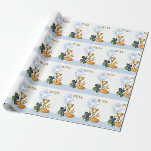 Gefeliciteerd met RCIA Katholieke sacramentssymbol Cadeaupapier