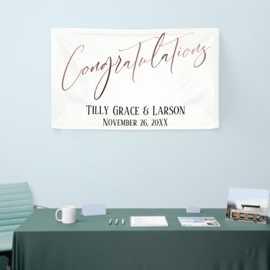 Gefeliciteerd met Roos Gold Handwriting Typografie Spandoek (Beurs)