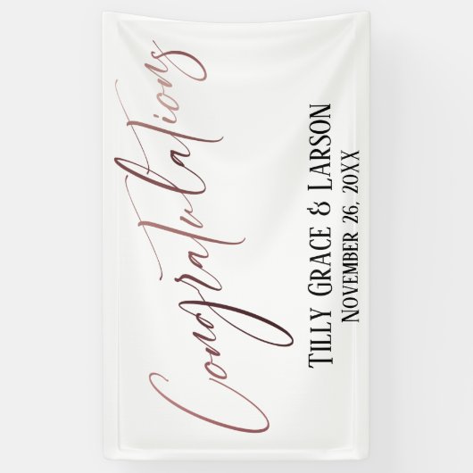 Gefeliciteerd met Roos Gold Handwriting Typografie Spandoek (Verticaal)