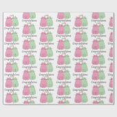 Gefeliciteerd met roze en groene bruiloft cadeaupapier (Vlak)