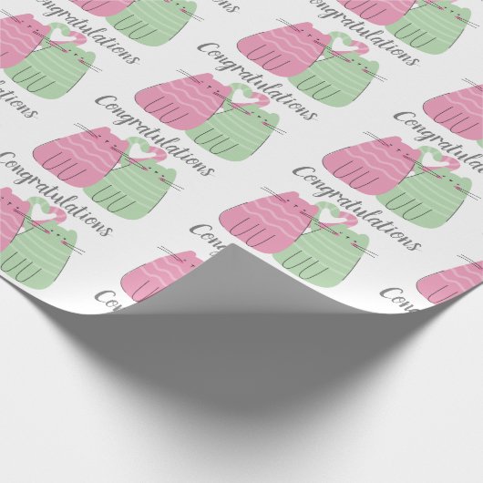 Gefeliciteerd met roze en groene bruiloft cadeaupapier (Hoek)