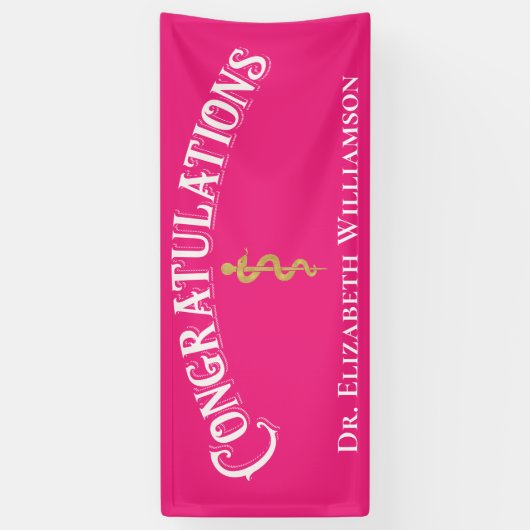 Gefeliciteerd met Roze verpleegkundige Doctor Medi Spandoek (Verticaal)